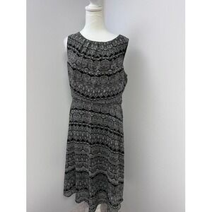 Ryan Michelle‎ Black White Paisley Print Sleeveless Dress Size 14 Career
